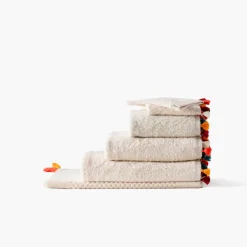 Carré Blanc Serviette invité coton Eclats naturel| Serviettes Invité