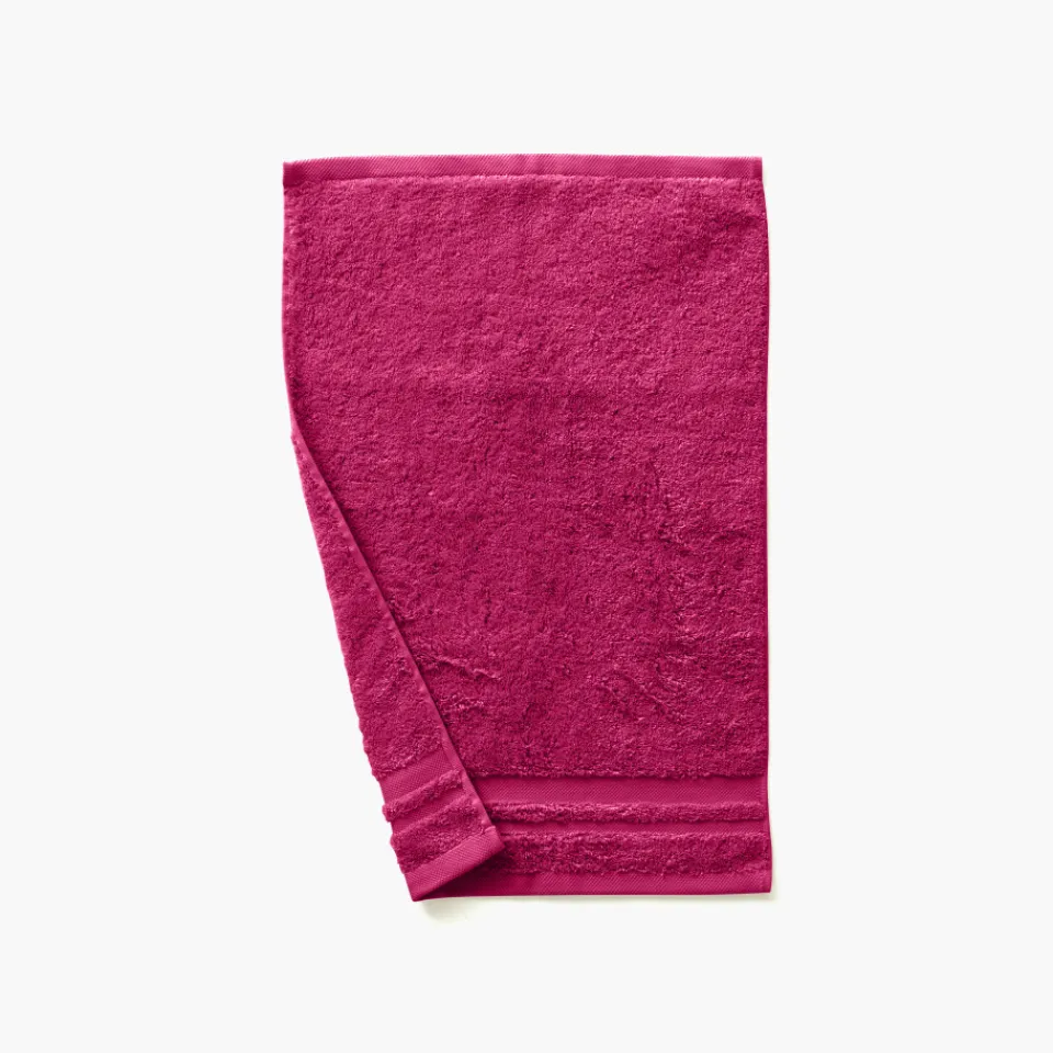Carré Blanc Serviette invité coton Lola II framboise| Serviettes Invité