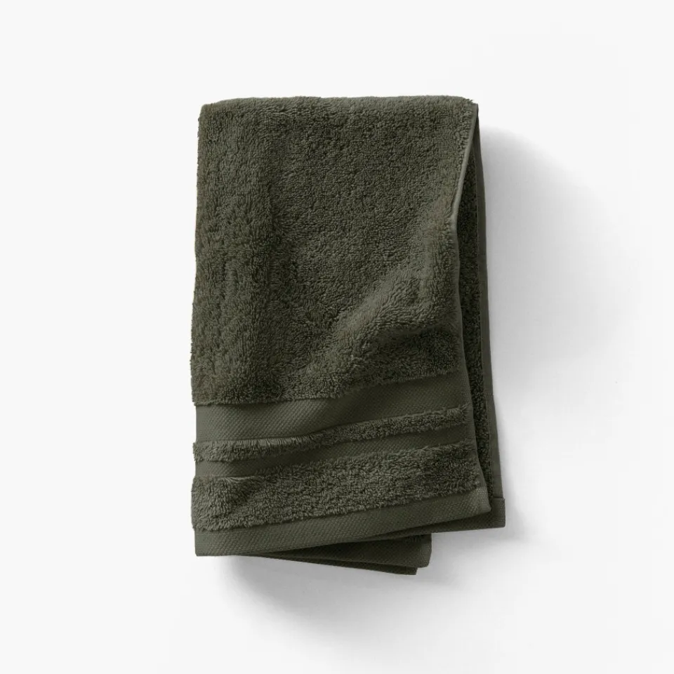 Carré Blanc Serviette invité coton Lola II vert kaki|Homme Coffrets Cadeaux|Serviettes Invité