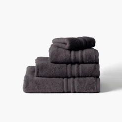 Carré Blanc Serviette invité coton Lola II anthracite| Serviettes Invité