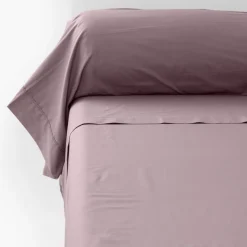 Carré Blanc Taie de traversin percale de coton Neo poudre| Taies De Traversin