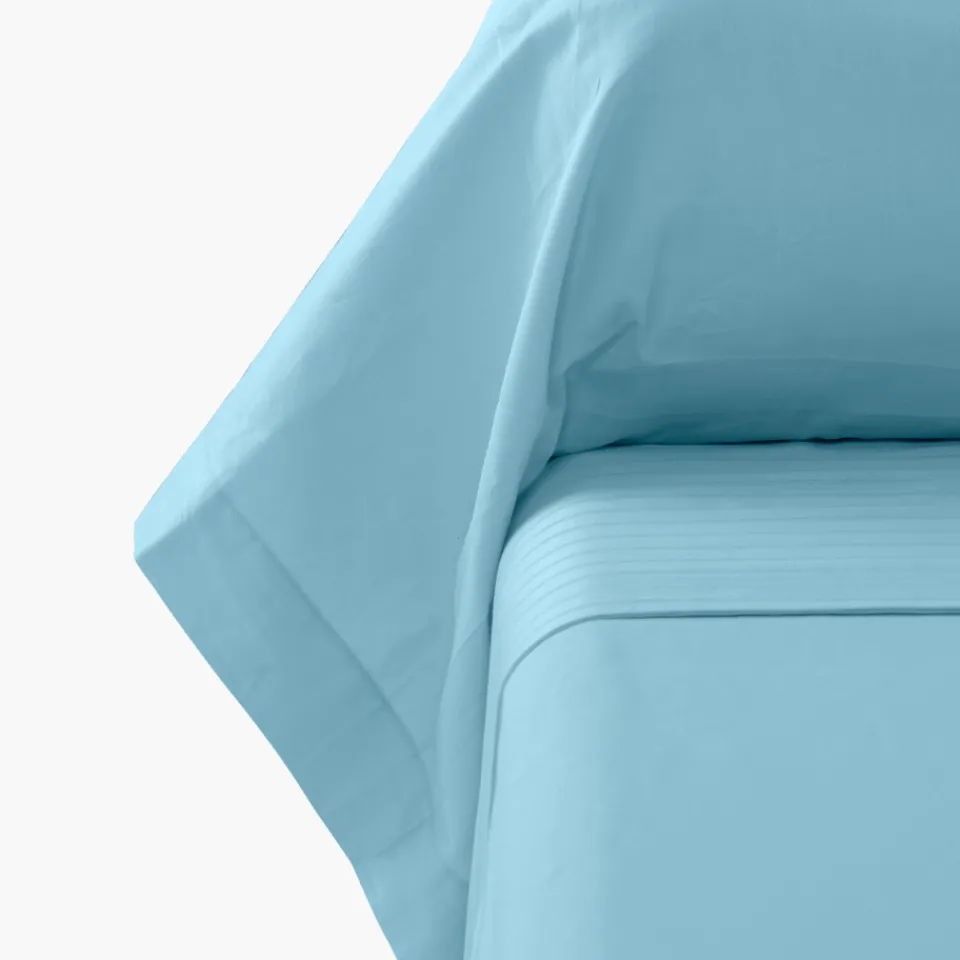 Carré Blanc Taie de traversin satin de coton unie Prestige glacier| Taies De Traversin