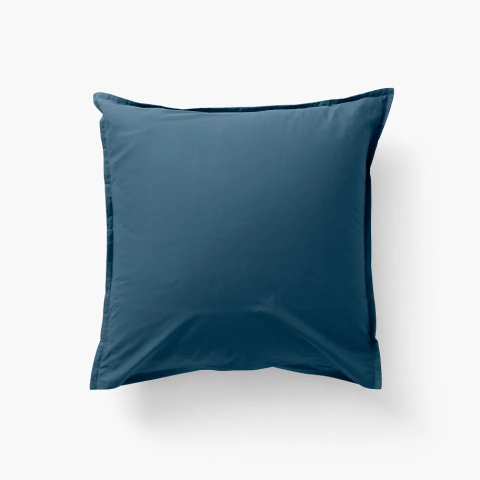 Carré Blanc Taie d'oreiller carrée coton Neo Bleu prusse| Taies D’oreiller
