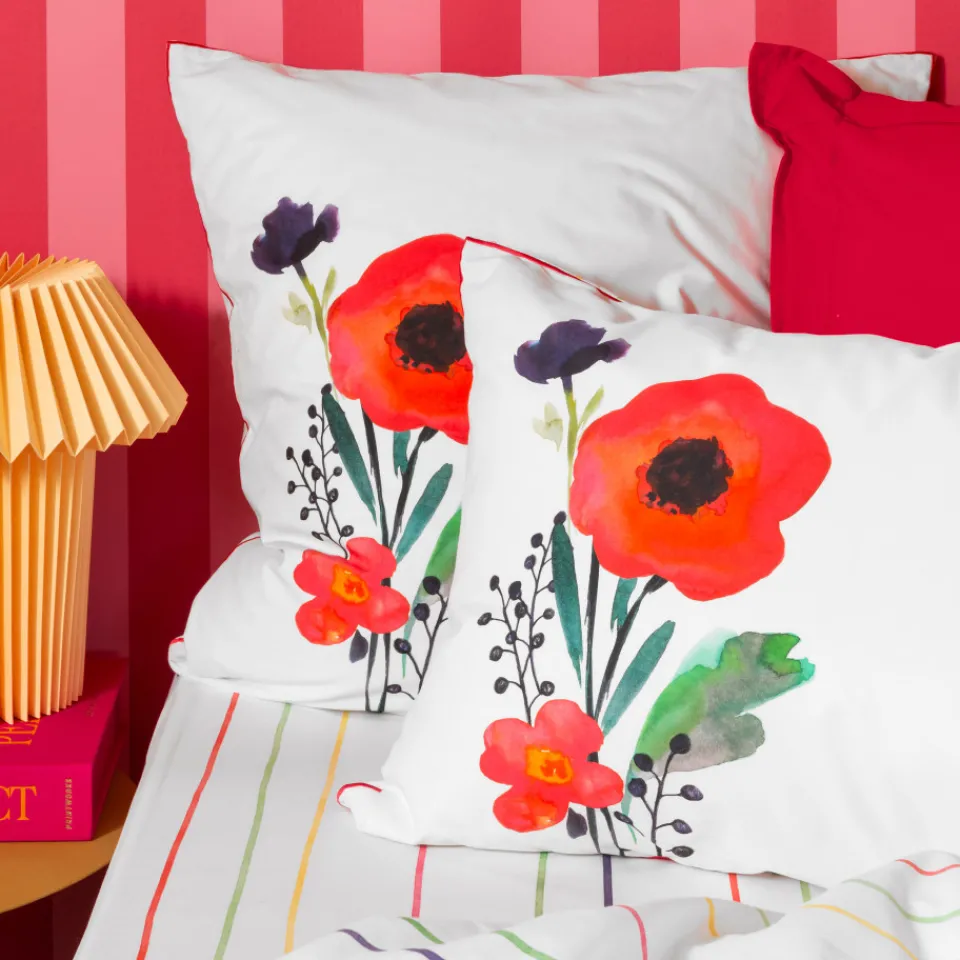Carré Blanc Taie d'oreiller carrée coton Rosella|Femme Coffrets Cadeaux|Taies D’oreiller
