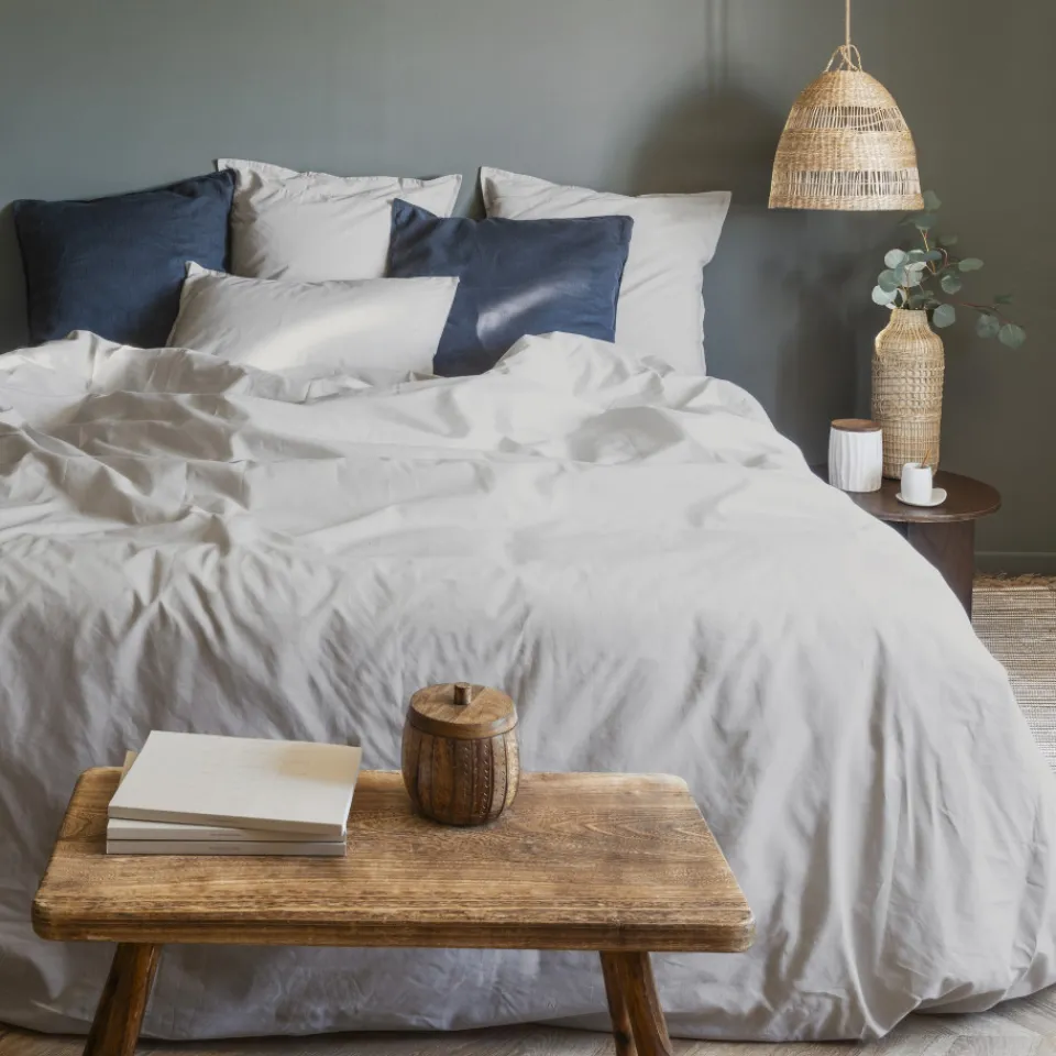 Carré Blanc Taie d'oreiller carrée percale de coton Neo ficelle| Taies D’oreiller