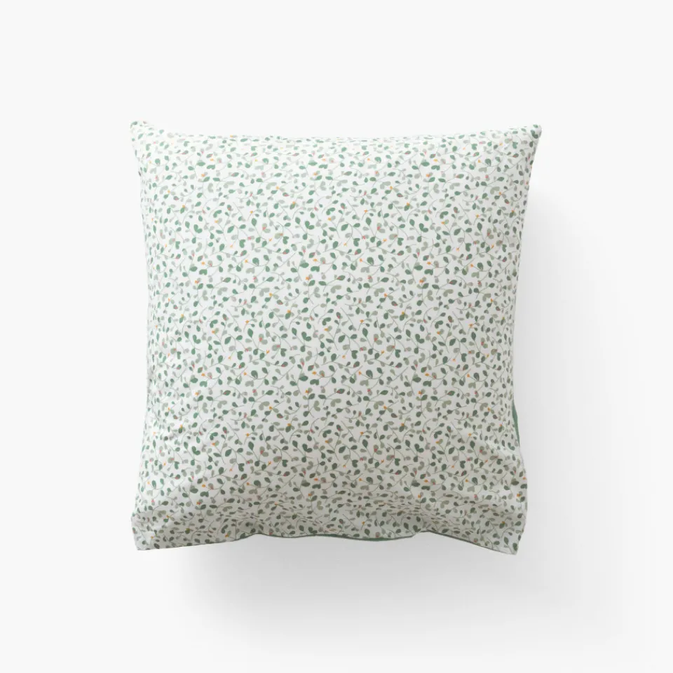 Carré Blanc Taie d'oreiller carrée percale de coton Neo thym végétal| Taies D’oreiller