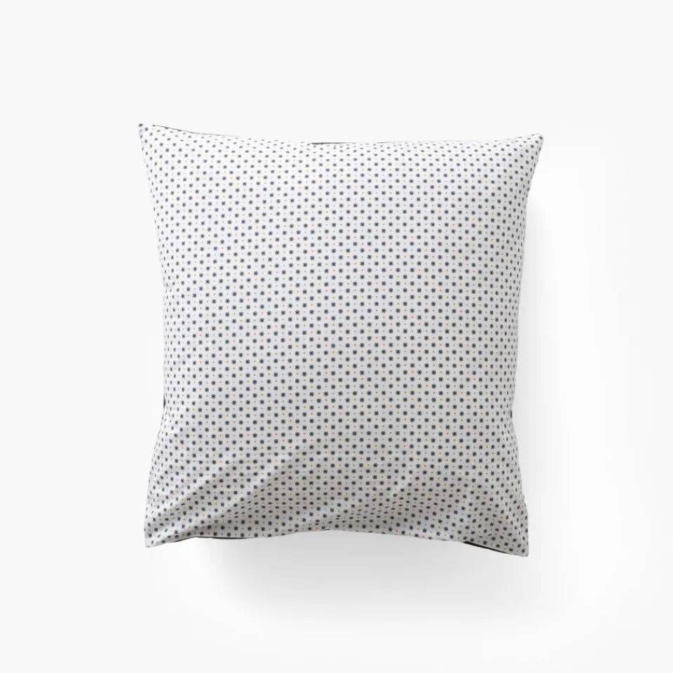 Carré Blanc Taie d'oreiller carrée percale de coton Neo anthracite géométrique| Taies D’oreiller