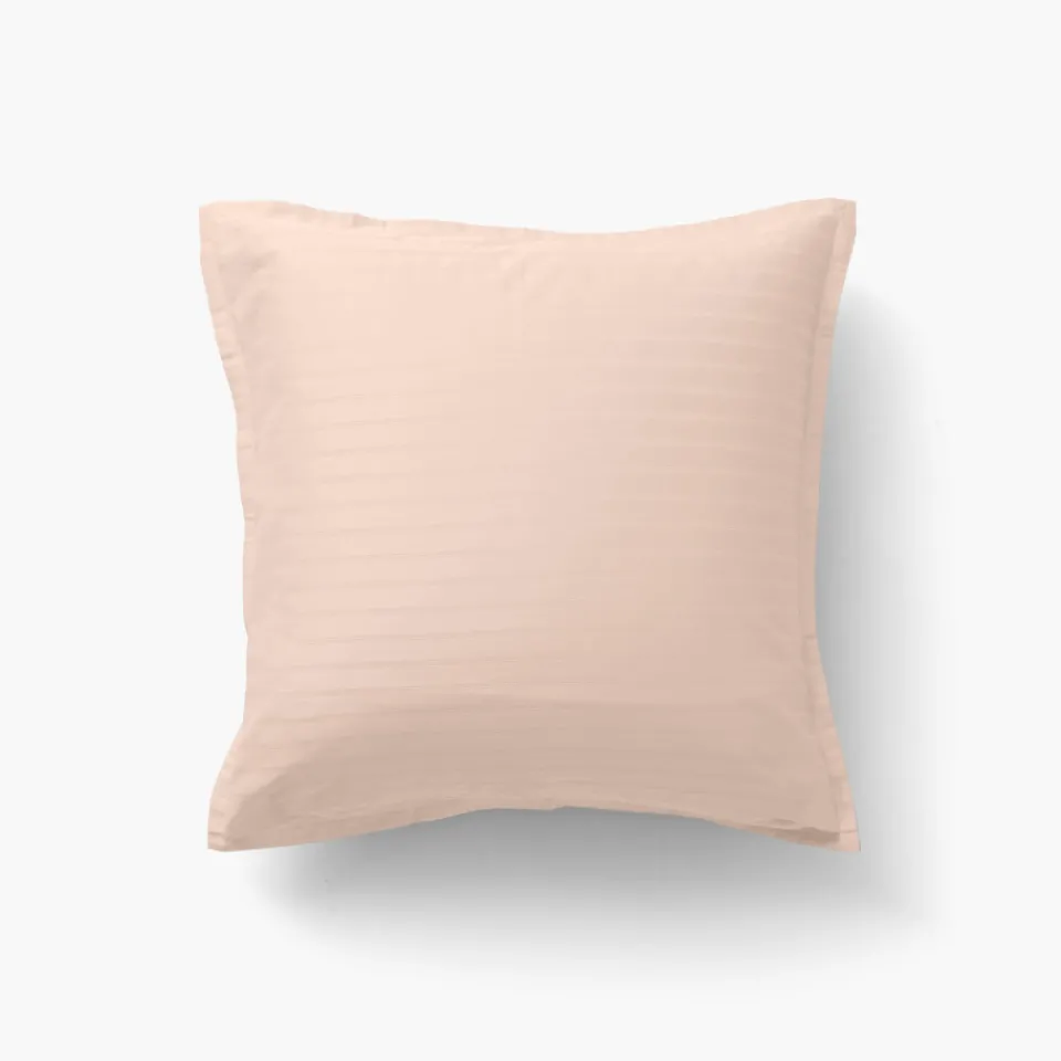 Carré Blanc Taie d'oreiller carrée satin de coton jacquard pois et rayures Prestige nacre| Taies D’oreiller