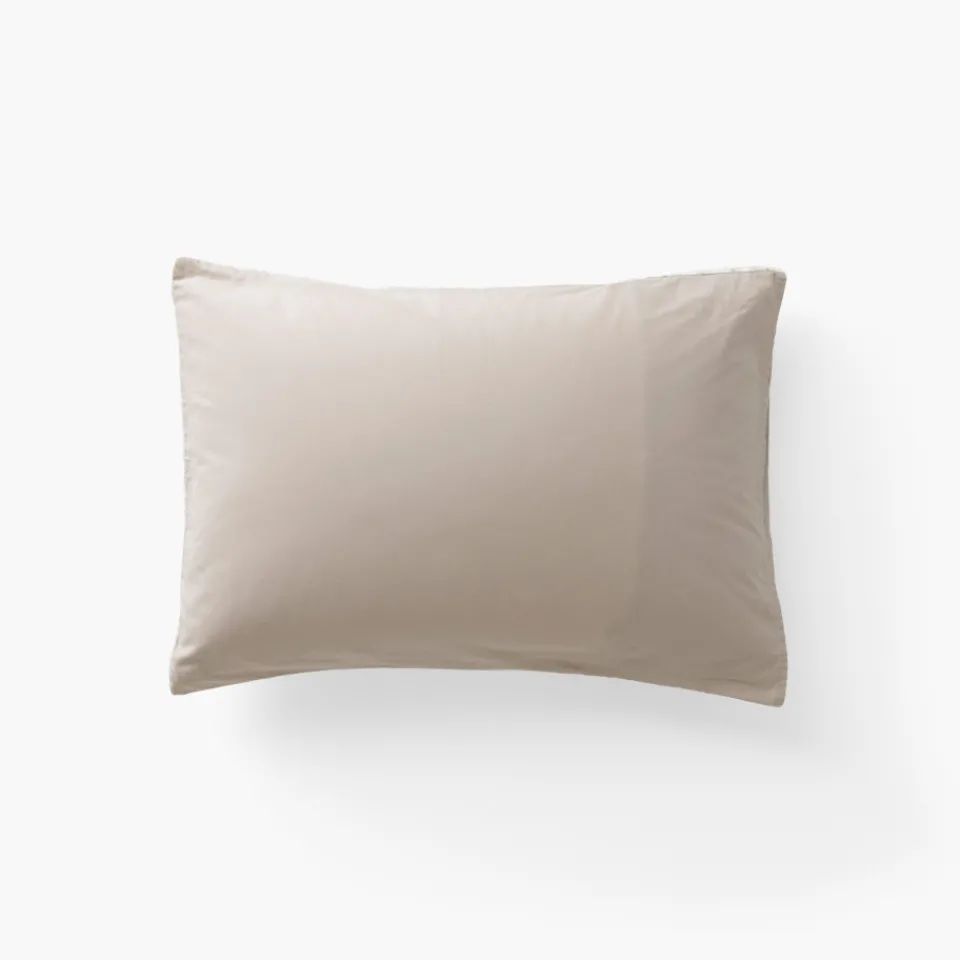 Carré Blanc Taie d'oreiller rectangulaire lin et coton lavé Songe grège floral| Taies D’oreiller