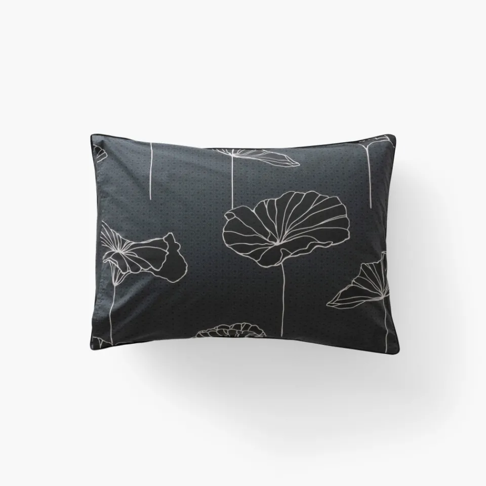 Carré Blanc Taie d'oreiller rectangulaire coton Lotus| Taies D’oreiller