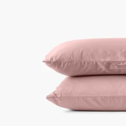 Carré Blanc Taie d'oreiller rectangulaire satin de coton lavé bio Quartz blush| Taies D’oreiller