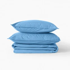Carré Blanc Taie d'oreiller rectangulaire coton Neo azur| Taies D’oreiller