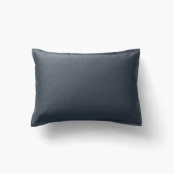 Carré Blanc Taie d'oreiller rectangulaire satin de coton jacquard pois et rayures Prestige bleu nuit| Taies D’oreiller