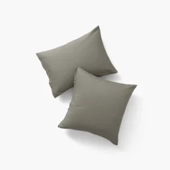 Carré Blanc Taie d'oreiller rectangulaire satin de coton lavé biologique Quartz jade| Taies D’oreiller