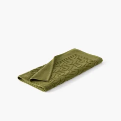 Carré Blanc Tapis de bain coton et viscose de bambou Silvalys vert mousse| Tapis De Bain