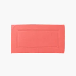 Carré Blanc Tapis de bain coton Lola II corail| Tapis De Bain