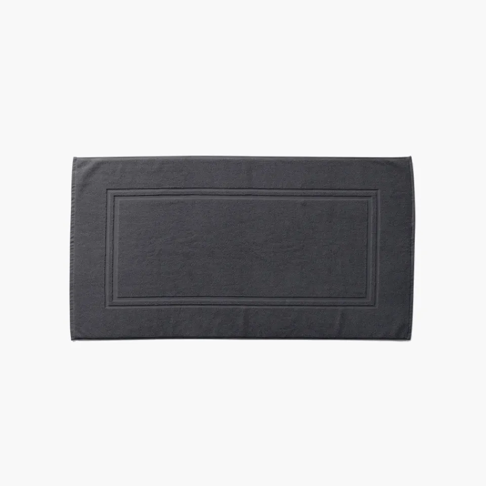 Carré Blanc Tapis de bain coton Lola II ardoise| Tapis De Bain