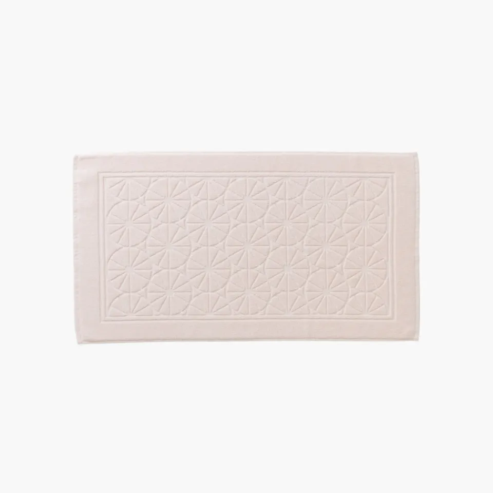 Carré Blanc Tapis de bain coton Lotus rosée| Tapis De Bain
