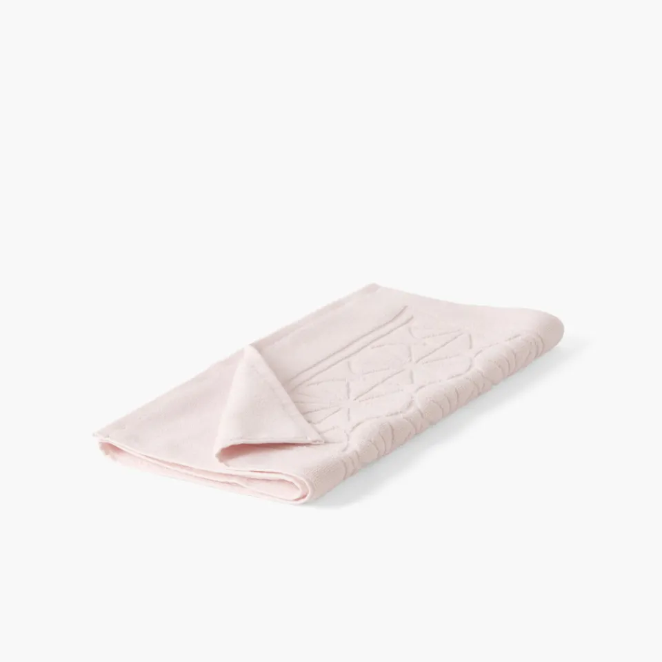 Carré Blanc Tapis de bain coton Lotus rosée| Tapis De Bain