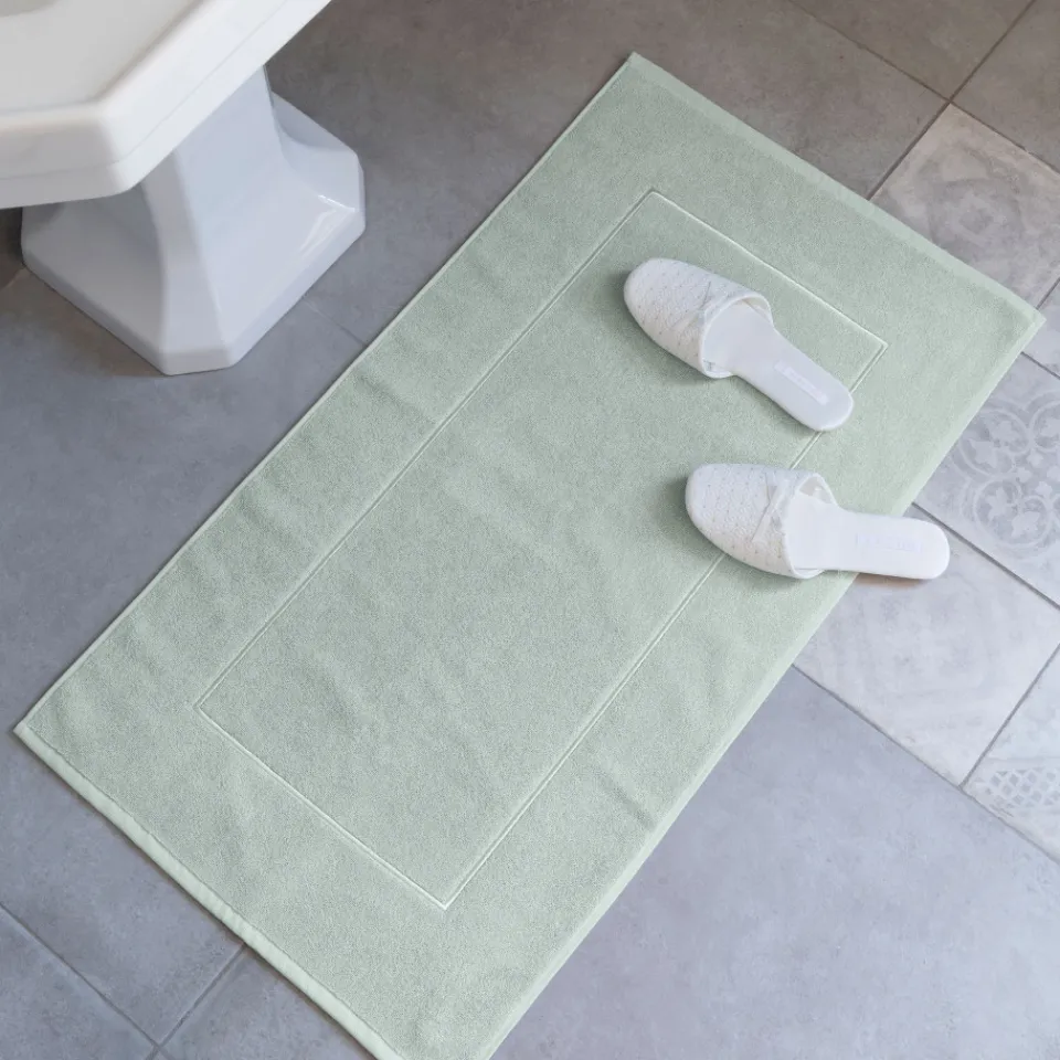 Carré Blanc Tapis de bain coton Pampa II jade| Tapis De Bain