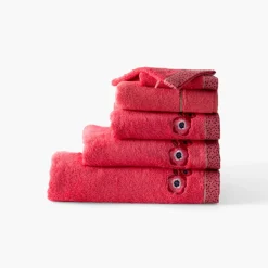 Carré Blanc Tapis de bain coton Rosella coquelicot| Tapis De Bain