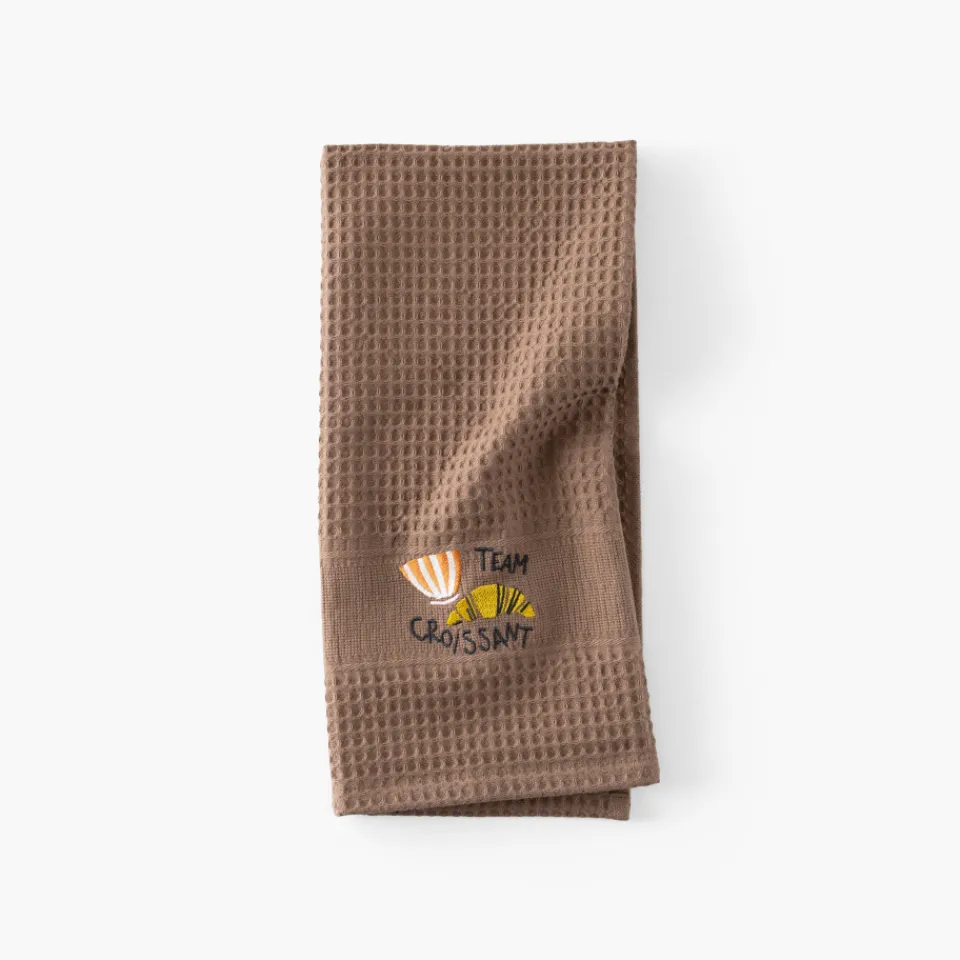 Carré Blanc Torchon coton nid d'abeille Tcafé tabac| Torchons & Essuie-mains