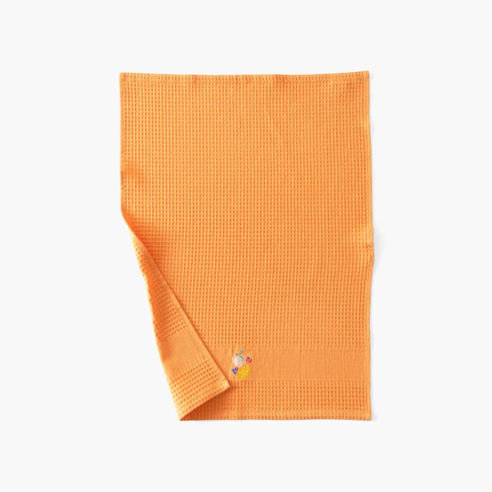 Carré Blanc Torchon coton nid d'abeille Joya orange| Torchons & Essuie-mains